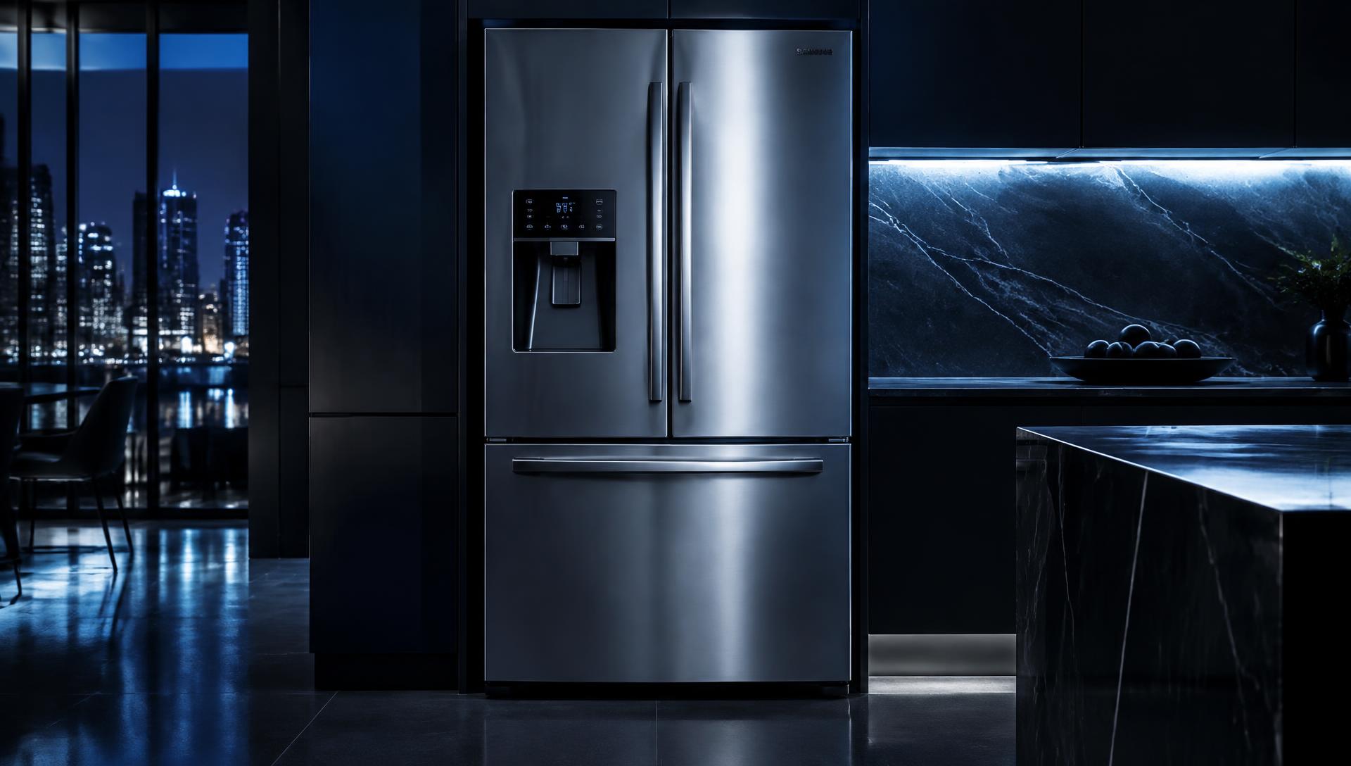 Stainless steel refrigerator in a modern kitchen